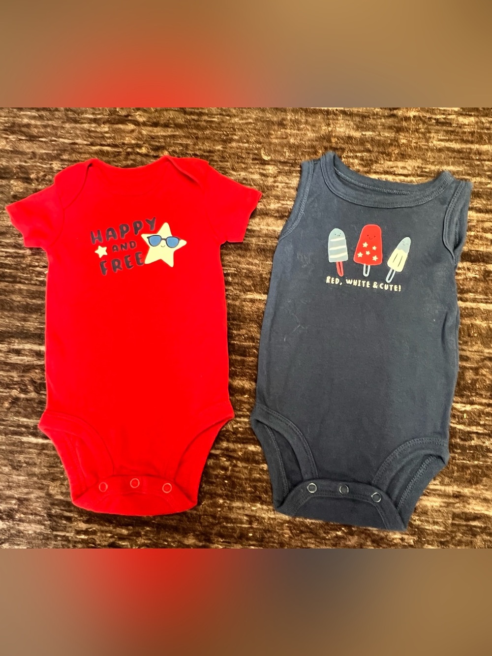 Carter's Red and Navy Patriotic Graphic One-Piece Bodysuits